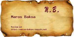 Maros Baksa névjegykártya
